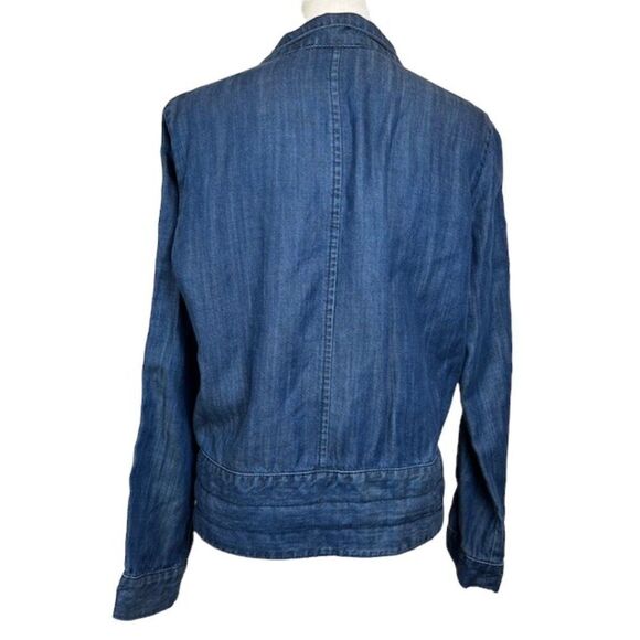Fifteen Twenty Denim Chambray Cross Front Jacket Lightweight Blue Oversized XS - Picture 7 of 15